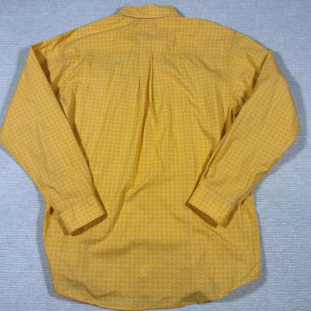Cinch Button Up Shirt Mens Large Yellow Geometric Western Cowboy Classic Rodeo - Picture 11 of 11